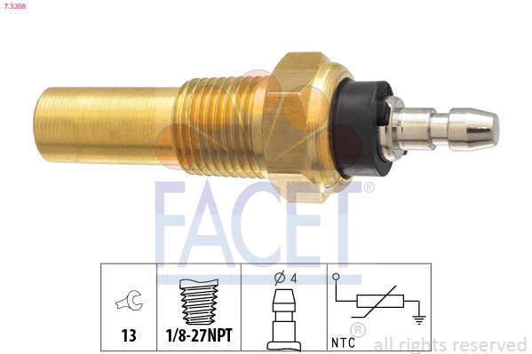 senzor,temperatura ulei / senzor,temperatura lichid de racire 7.3208 FACET - Electricitate motor