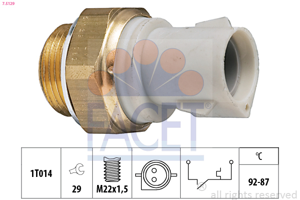 Comutator temperatura, ventilator radiator 7.5129 FACET - Comutator / senzor Comutator temperatura, ventilator radiator 7.5129 FACET - Comutator / senzor