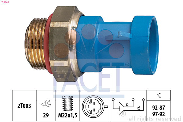Comutator temperatura, ventilator radiator 7.5643 FACET - Comutator / senzor Comutator temperatura, ventilator radiator 7.5643 FACET - Comutator / senzor