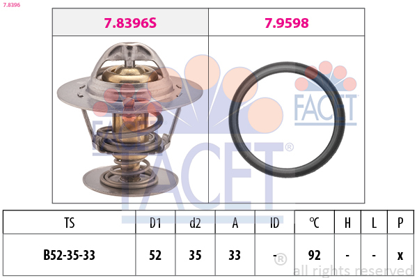 termostat,lichid racire 7.8396 FACET - Termostat termostat,lichid racire 7.8396 FACET - Termostat