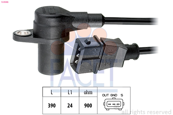 Senzor impulsuri, arbore cotit / senzor impulsuri,volanta 9.0046 FACET - Indicatoare Senzor impulsuri, arbore cotit / senzor impulsuri,volanta 9.0046 FACET - Indicatoare