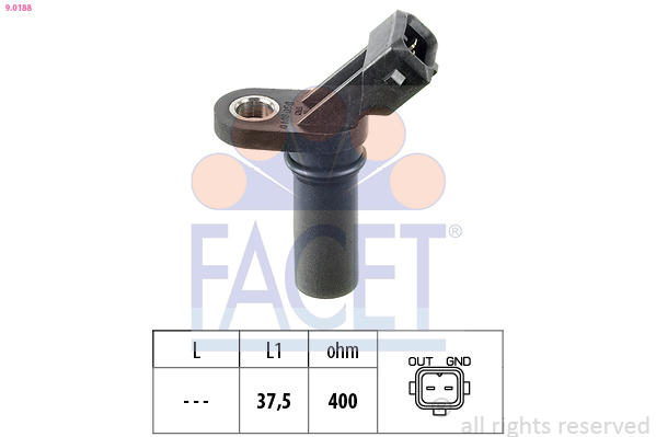 Senzor impulsuri, arbore cotit / senzor impulsuri,volanta 9.0188 FACET - Indicatoare Senzor impulsuri, arbore cotit / senzor impulsuri,volanta 9.0188 FACET - Indicatoare