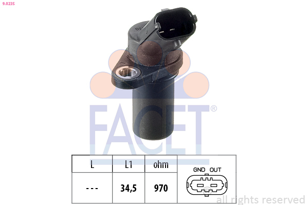 Senzor impulsuri, arbore cotit / senzor impulsuri,volanta 9.0235 FACET - Indicatoare Senzor impulsuri, arbore cotit / senzor impulsuri,volanta 9.0235 FACET - Indicatoare