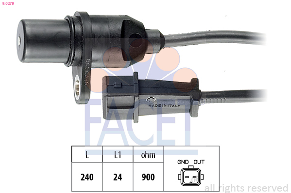 Senzor impulsuri, arbore cotit / senzor impulsuri,volanta 9.0279 FACET - Indicatoare Senzor impulsuri, arbore cotit / senzor impulsuri,volanta 9.0279 FACET - Indicatoare