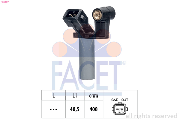 Senzor impulsuri, arbore cotit / senzor impulsuri,volanta 9.0307 FACET - Indicatoare Senzor impulsuri, arbore cotit / senzor impulsuri,volanta 9.0307 FACET - Indicatoare