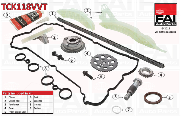 chit lant de distributie TCK118VVT FAI AutoParts - Lant de distributie /- intinzator /- de ghidare