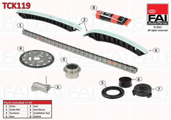 chit lant de distributie TCK119 FAI AutoParts - Lant de distributie /- intinzator /- de ghidare