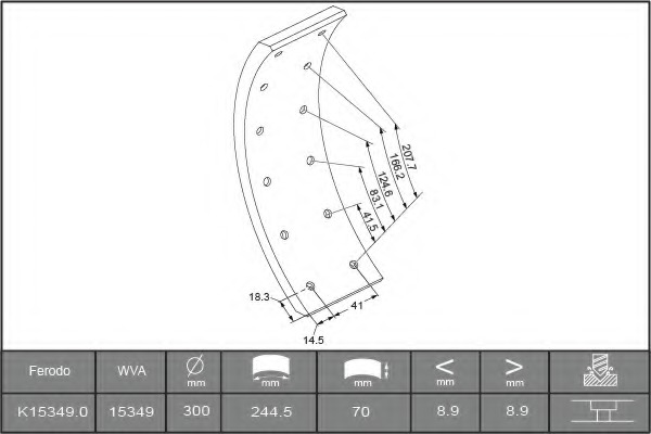 Set garnituri de frictiune, frana tambur K15349.0TG FERODO - Frana tambur