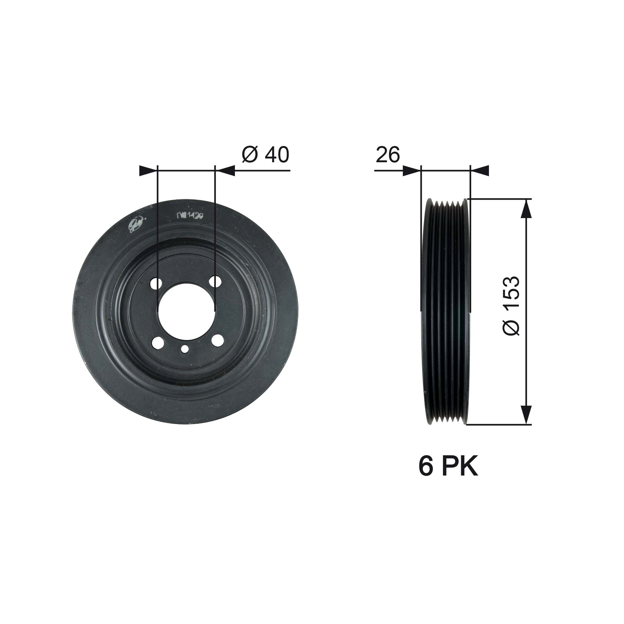 Fulie curea, arbore cotit TVD1129 GATES - Fulie curea Fulie curea, arbore cotit TVD1129 GATES - Fulie curea