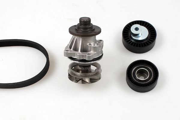 Pompa apa + Set curea transmisie cu caneluri K980513A GK - Fulie curea Pompa apa + Set curea transmisie cu caneluri K980513A GK - Fulie curea