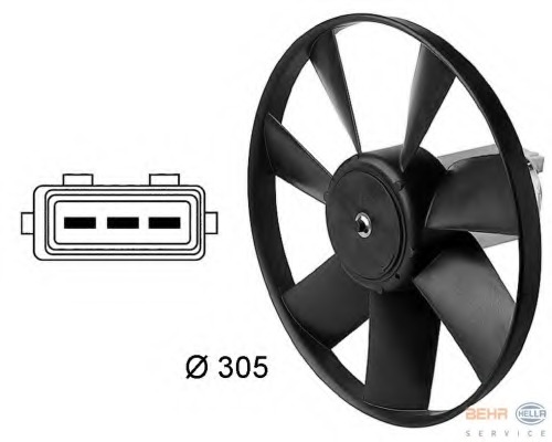 Ventilator, radiator 8EW 009 144-411 HELLA - Gmv (electroventilator )