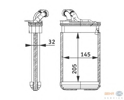 Schimbator caldura, incalzire habitaclu 8FH 351 311-301 HELLA - Radiator incalzire interior