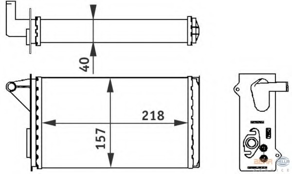Schimbator caldura, incalzire habitaclu 8FH 351 313-061 HELLA - Schimbator caldura