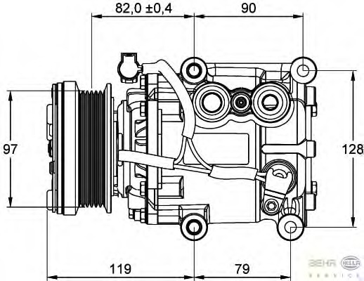 Compresor, climatizare 8FK 351 113-371 HELLA - Compresor/piese Compresor, climatizare 8FK 351 113-371 HELLA - Compresor/piese