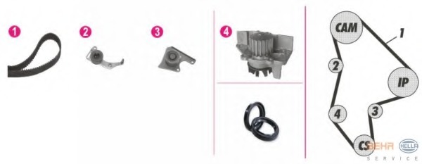 Set pompa apa + curea dintata 8MP 376 804-801 HELLA - Kit distributie Set pompa apa + curea dintata 8MP 376 804-801 HELLA - Kit distributie
