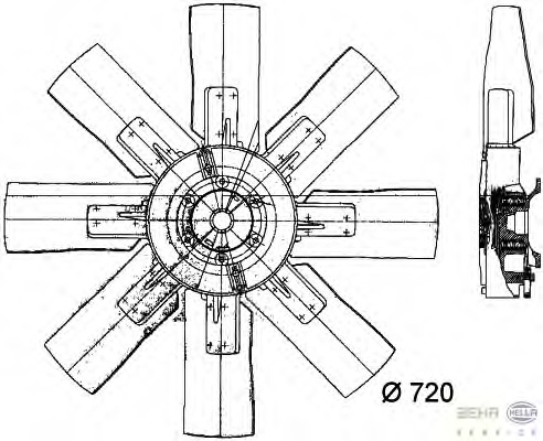 Ventilator, radiator 8MV 376 728-091 HELLA - Gmv (electroventilator )