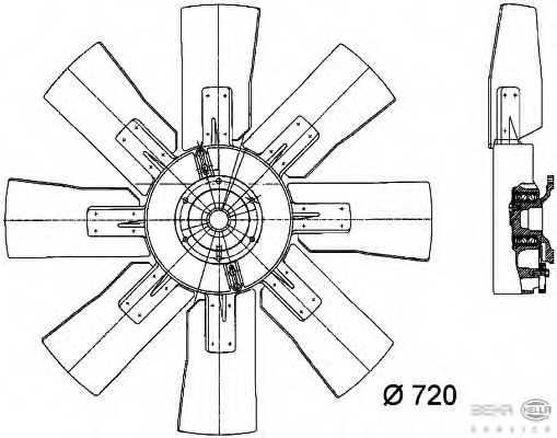 Ventilator, radiator 8MV 376 728-621 HELLA - Gmv (electroventilator ) Ventilator, radiator 8MV 376 728-621 HELLA - Gmv (electroventilator )