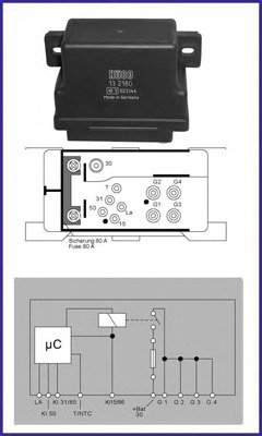 releu,instalatia de comanda bujii incandescente 132160 HÜCO - Relee