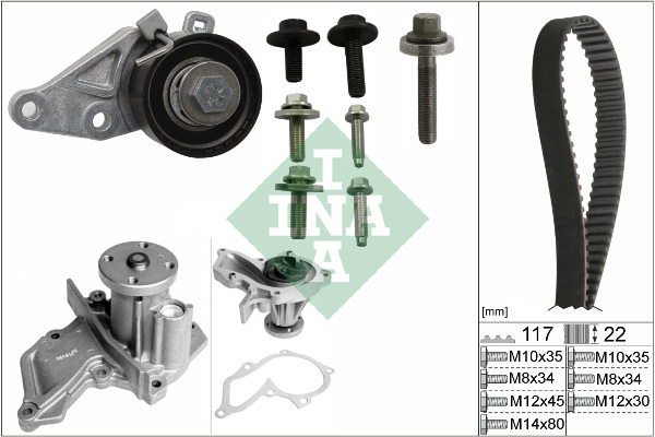 Set pompa apa + curea dintata 530 0140 30 INA - Pompa apa/ garnitura Set pompa apa + curea dintata 530 0140 30 INA - Pompa apa/ garnitura