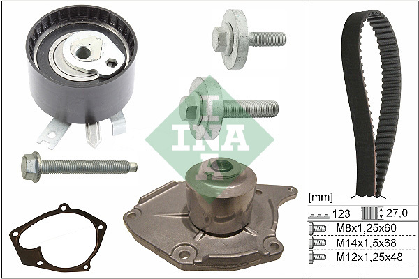 Set pompa apa + curea dintata 530 0197 31 INA - Pompa apa/ garnitura Set pompa apa + curea dintata 530 0197 31 INA - Pompa apa/ garnitura