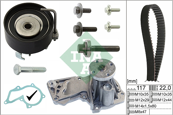 Set pompa apa + curea dintata 530 0495 30 INA - Pompa apa/ garnitura Set pompa apa + curea dintata 530 0495 30 INA - Pompa apa/ garnitura