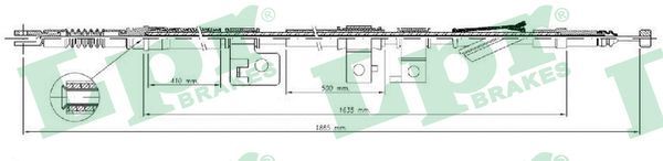 Cablu, frana de parcare C0309B LPR - Maneta/ cablu Cablu, frana de parcare C0309B LPR - Maneta/ cablu