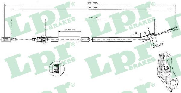 Cablu, frana de parcare C0444B LPR - Maneta/ cablu Cablu, frana de parcare C0444B LPR - Maneta/ cablu