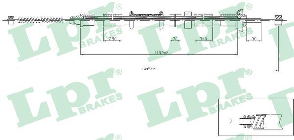 Cablu, frana de parcare C0518B LPR - Maneta/ cablu