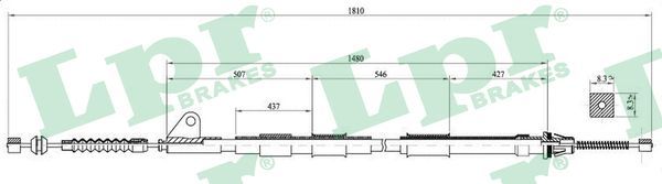 Cablu, frana de parcare C0851B LPR - Maneta/ cablu Cablu, frana de parcare C0851B LPR - Maneta/ cablu