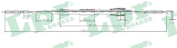 Cablu, frana de parcare C0965B LPR - Maneta/ cablu Cablu, frana de parcare C0965B LPR - Maneta/ cablu
