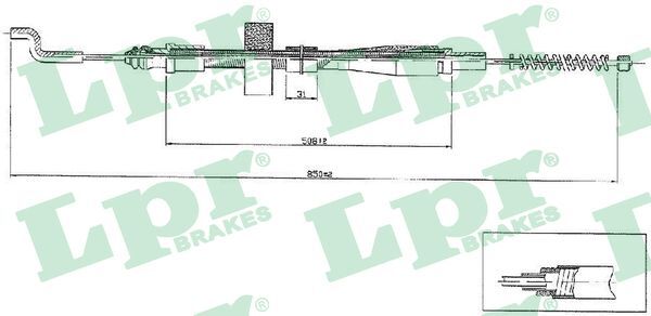 Cablu, frana de parcare C0971B LPR - Maneta/ cablu Cablu, frana de parcare C0971B LPR - Maneta/ cablu