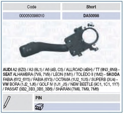 Comutator coloana directie 000050098010 MAGNETI MARELLI - Intrerupatoare / relee / control Comutator coloana directie 000050098010 MAGNETI MARELLI - Intrerupatoare / relee / control