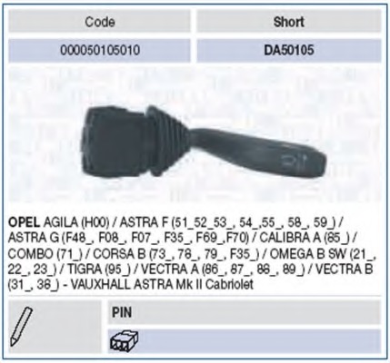 Comutator coloana directie 000050105010 MAGNETI MARELLI - Intrerupator / regulator Comutator coloana directie 000050105010 MAGNETI MARELLI - Intrerupator / regulator