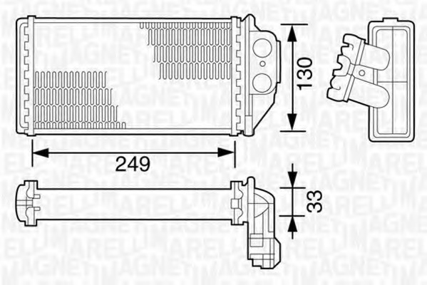 Schimbator caldura, incalzire habitaclu 350218163000 MAGNETI MARELLI - Radiator incalzire interior