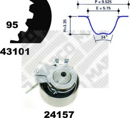 Set curea de distributie 23101 MAPCO - Kit distributie / curea distributie