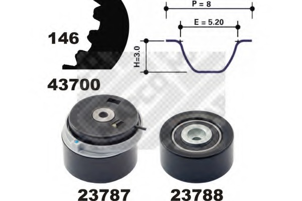 Set curea de distributie 23700 MAPCO - Kit distributie / curea distributie