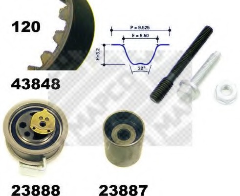 Set curea de distributie 23847 MAPCO - Kit distributie / curea distributie