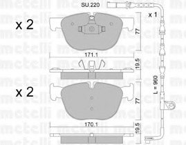 set placute frana,frana disc 22-0770-0K METELLI - Set placute frana