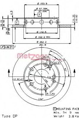 Disc frana 10196 E METZGER - Frana disc Disc frana 10196 E METZGER - Frana disc