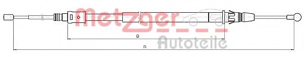 Cablu, frana de parcare 10.4612 METZGER - Maneta/ cablu Cablu, frana de parcare 10.4612 METZGER - Maneta/ cablu
