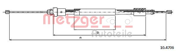 Cablu, frana de parcare 10.4706 METZGER - Maneta/ cablu Cablu, frana de parcare 10.4706 METZGER - Maneta/ cablu