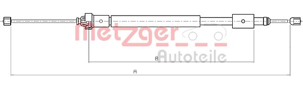 Cablu, frana de parcare 10.4707 METZGER - Maneta/ cablu Cablu, frana de parcare 10.4707 METZGER - Maneta/ cablu