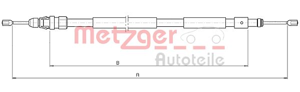 Cablu, frana de parcare 10.4708 METZGER - Maneta/ cablu Cablu, frana de parcare 10.4708 METZGER - Maneta/ cablu