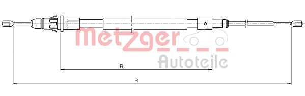 Cablu, frana de parcare 10.4717 METZGER - Maneta/ cablu Cablu, frana de parcare 10.4717 METZGER - Maneta/ cablu