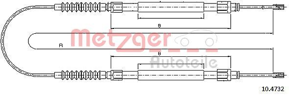 Cablu, frana de parcare 10.4732 METZGER - Maneta/ cablu Cablu, frana de parcare 10.4732 METZGER - Maneta/ cablu