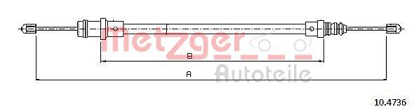 Cablu, frana de parcare 10.4736 METZGER - Maneta/ cablu Cablu, frana de parcare 10.4736 METZGER - Maneta/ cablu