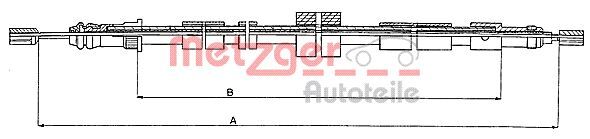 Cablu, frana de parcare 10.6025 METZGER - Maneta/ cablu Cablu, frana de parcare 10.6025 METZGER - Maneta/ cablu