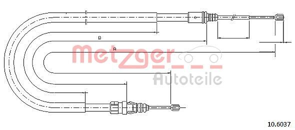 Cablu, frana de parcare 10.6037 METZGER - Maneta/ cablu Cablu, frana de parcare 10.6037 METZGER - Maneta/ cablu