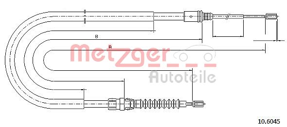 Cablu, frana de parcare 10.6045 METZGER - Maneta/ cablu Cablu, frana de parcare 10.6045 METZGER - Maneta/ cablu