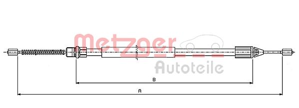 Cablu, frana de parcare 10.6543 METZGER - Maneta/ cablu Cablu, frana de parcare 10.6543 METZGER - Maneta/ cablu